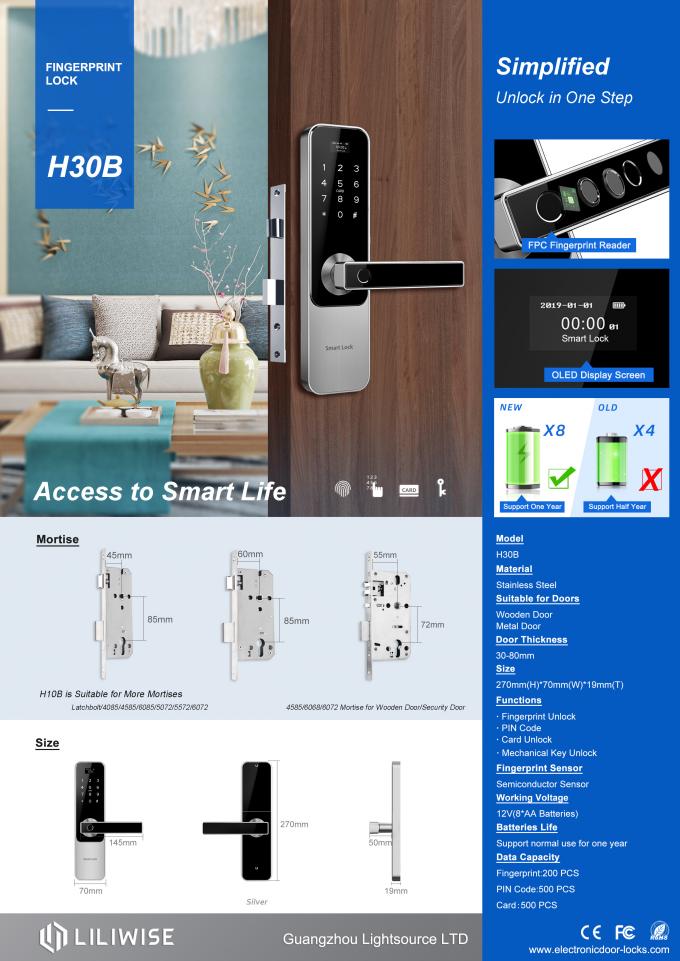 أقفال الأبواب الإلكترونية Airbnb Residence Tuya Smart Fingerprint Passcode Card Wifi Door Door Lock 0