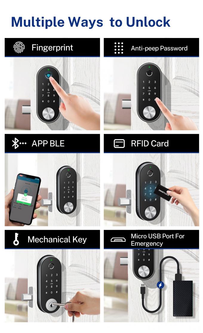 تطبيق الأمان WiFi Fingerprint Lock Auto Deadbolt Smart Lock 5