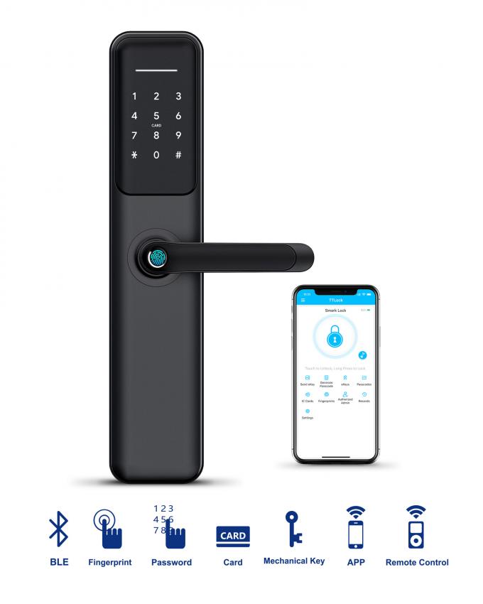 Tuya WiFi Smart Electric Digital Door Lock أقفال أبواب مقاومة للماء ببصمة الإصبع 1