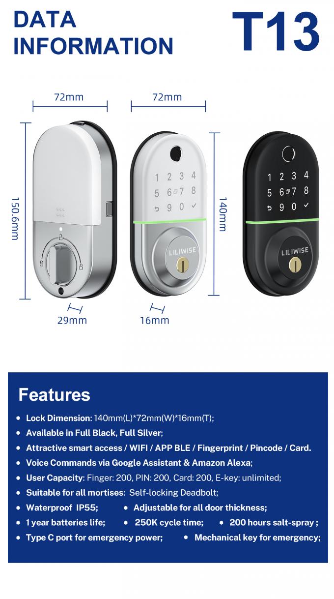 قفل الباب الرقمي Inteligente Bluetooth للشقة الفندقية 6