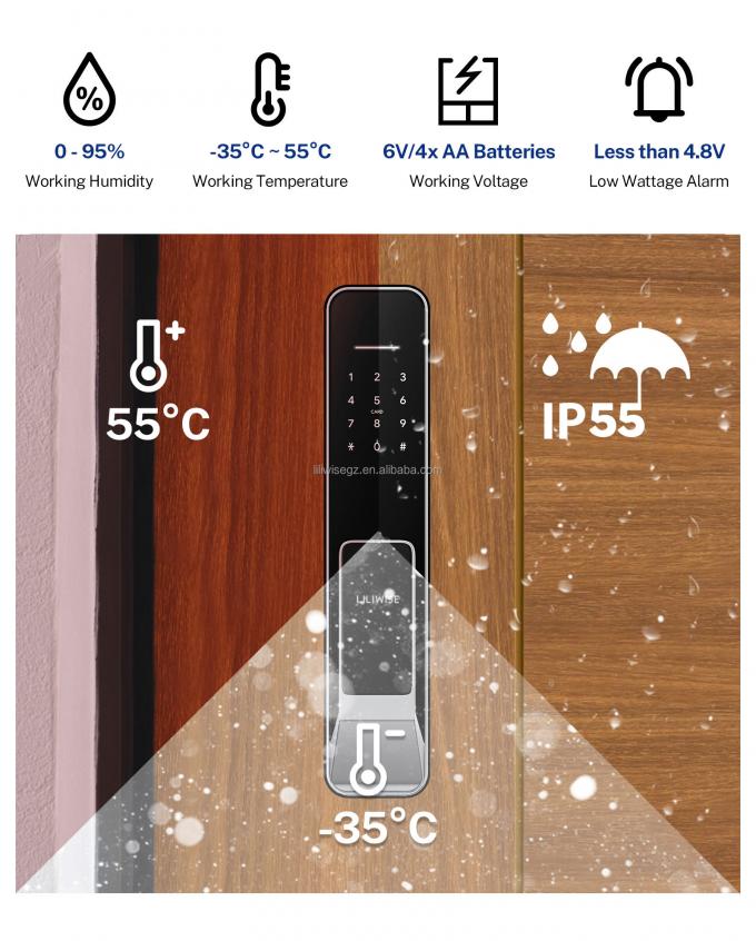 جرس الباب الرقمي لـ (ليلي ويز) (تويا) (واي فاي) قفل بصمات الذكية قفل التعرف على الوجه كاميرا قفل الباب التحكم بالوصول 20