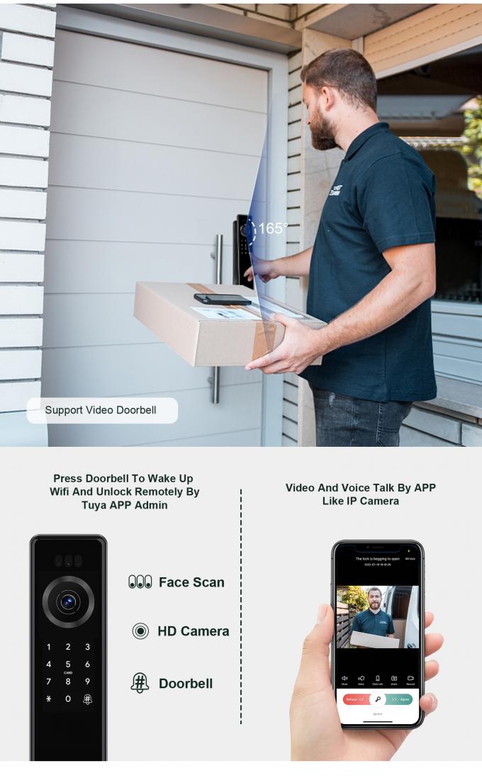 ليليوايز فيشادورا رقمية تويا ذكية سيرادورا واي فاي أمن لاسلكي كلمة مرور بدون مفتاح أقفال الأبواب الذكية مع الكاميرا 8