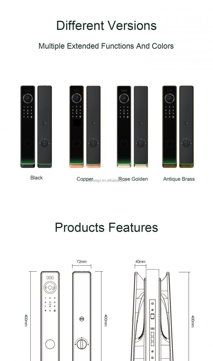 "ليلي ويز" قفل ذكي ضد المياه بصمات الأصابع "تيت لوك" "تويا" التعرف على الوجه "واي فاي" قفل باب ذكي ثلاثي الأبعاد "مع كاميرا "واي فاي" 16