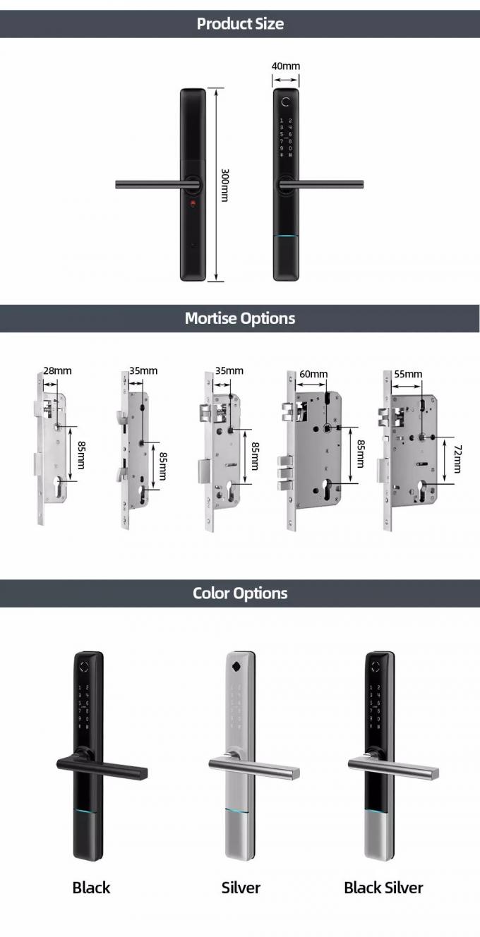 تطبيق (ليليوايز) للماء (تويا) اللاسلكي (بلي) بصمة الاصبع (بلي) قفل ذكي قفل باب نحيل للوحة ضيقة أبواب الألومنيوم أبواب خشبية 5