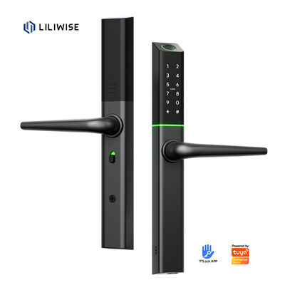 جهاز Wifi Remote Ttlock بصمة الأصابع الألومنيوم النحيف للغاية Tuya الباب المنزلق الذكي الأقفال الرقمية النحيفة القفل الذكي مع تطبيق فتح